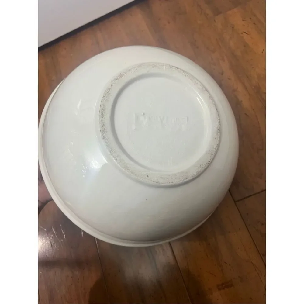 Vintage Large Heavy Pottery Popcorn Serving Bow Or Mixing Bowl